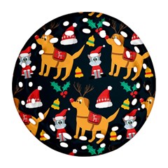 Funny Christmas Pattern Background Ornament (round Filigree) by Uceng
