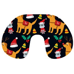 Funny Christmas Pattern Background Travel Neck Pillow by Uceng