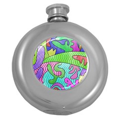 Colorful stylish design Round Hip Flask (5 oz)