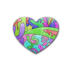 Colorful stylish design Rubber Coaster (Heart)