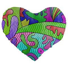 Colorful stylish design Large 19  Premium Flano Heart Shape Cushions