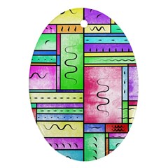 Colorful Pattern Oval Ornament (two Sides) by gasi
