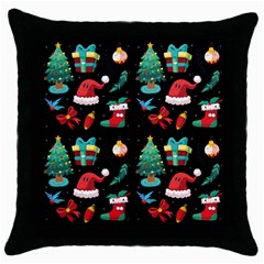 Christmas Pattern Throw Pillow Case (black) by designsbymallika