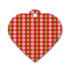 Festive Pattern Christmas Holiday Dog Tag Heart (one Side) by Ravend