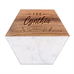 Personalized Family Name - Marble Wood Coaster (Hexagon) 