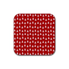 White Christmas Tree Red Rubber Coaster (square) by TetiBright