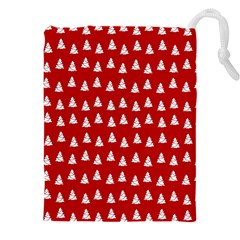 White Christmas Tree Red Drawstring Pouch (5xl) by TetiBright