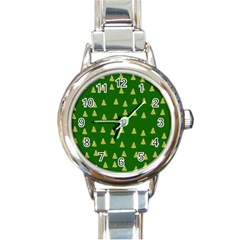 Green Christmas Trees Green Round Italian Charm Watch