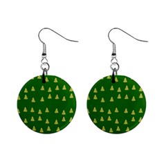 Green Christmas Trees Green Mini Button Earrings by TetiBright