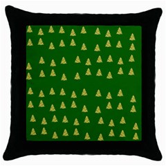 Green Christmas Trees Green Throw Pillow Case (black) by TetiBright