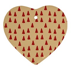 Red Christmas Tree Brown Heart Ornament (two Sides)