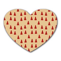 Red Christmas Tree Brown Heart Mousepad