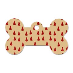 Red Christmas Tree Brown Dog Tag Bone (one Side)