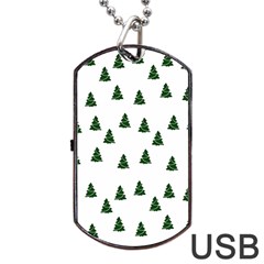 Green Christmas Trees White Dog Tag Usb Flash (one Side) by TetiBright