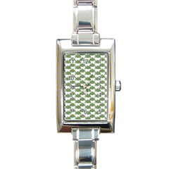 Funny Frog Cartoon Drawing Motif Pattern Rectangle Italian Charm Watch by dflcprintsclothing