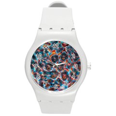 Fractal Black Texture Wallpaper Art Design Art Round Plastic Sport Watch (m) by Pakemis