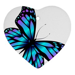 Blue And Pink Butterfly Illustration, Monarch Butterfly Cartoon Blue, Cartoon Blue Butterfly Free Pn Ornament (heart) by asedoi