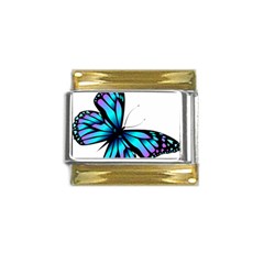 Blue And Pink Butterfly Illustration, Monarch Butterfly Cartoon Blue, Cartoon Blue Butterfly Free Pn Gold Trim Italian Charm (9mm)