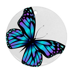 Blue And Pink Butterfly Illustration, Monarch Butterfly Cartoon Blue, Cartoon Blue Butterfly Free Pn Round Ornament (Two Sides)
