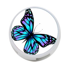 Blue And Pink Butterfly Illustration, Monarch Butterfly Cartoon Blue, Cartoon Blue Butterfly Free Pn 4-port Usb Hub (two Sides) by asedoi