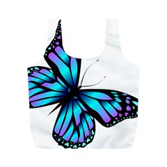 Blue And Pink Butterfly Illustration, Monarch Butterfly Cartoon Blue, Cartoon Blue Butterfly Free Pn Full Print Recycle Bag (m) by asedoi