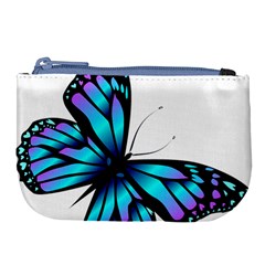 Blue And Pink Butterfly Illustration, Monarch Butterfly Cartoon Blue, Cartoon Blue Butterfly Free Pn Large Coin Purse by asedoi