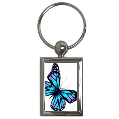 Blue And Pink Butterfly Illustration, Monarch Butterfly Cartoon Blue, Cartoon Blue Butterfly Free Pn Key Chain (rectangle) by asedoi