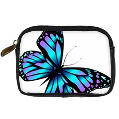 Blue And Pink Butterfly Illustration, Monarch Butterfly Cartoon Blue, Cartoon Blue Butterfly Free Pn Digital Camera Leather Case by asedoi