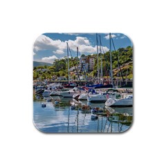 Piriapolis City Port, Maldonado, Uruguay Rubber Square Coaster (4 Pack) by dflcprintsclothing