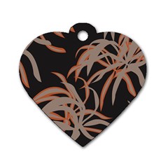 Leaf Leaves Pattern Print Dog Tag Heart (two Sides)