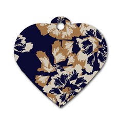 Abstract Flowers Background Pattern Dog Tag Heart (one Side)