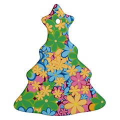 Flower Spring Background Blossom Christmas Tree Ornament (two Sides)