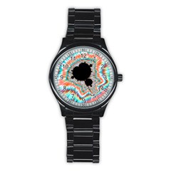 Fractal Abstract Background Stainless Steel Round Watch by Ravend