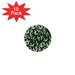 Leaves Pattern Wallpaper Watercolor 1  Mini Buttons (10 Pack) 