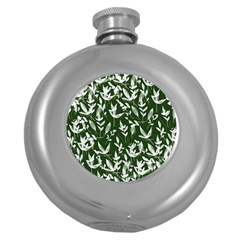 Leaves Pattern Wallpaper Watercolor Round Hip Flask (5 Oz)