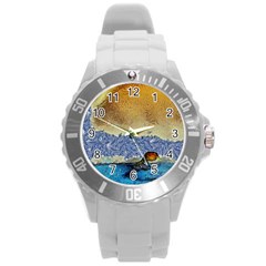 Abstract Painting Art Texture Round Plastic Sport Watch (l)