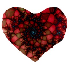 Fractals Abstract Art Red Spiral Large 19  Premium Heart Shape Cushions