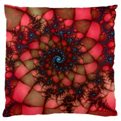 Fractals Abstract Art Red Spiral Large Flano Cushion Case (two Sides) by Ravend