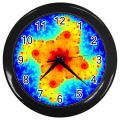 Fractal Starfish Mandelbrot Blue Wall Clock (black)