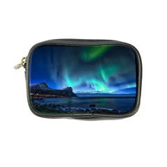 Green Aurora Lights-over Rocky Shore During Night Time Coin Purse by danenraven