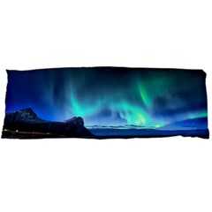 Green Aurora Lights-over Rocky Shore During Night Time Body Pillow Case Dakimakura (two Sides) by danenraven