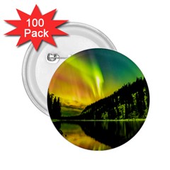 Scenic View Of Aurora Borealis Stretching Over A Lake At Night 2 25  Buttons (100 Pack)  by danenraven