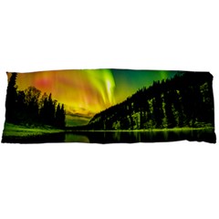 Scenic View Of Aurora Borealis Stretching Over A Lake At Night Body Pillow Case Dakimakura (two Sides) by danenraven