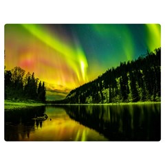 Scenic View Of Aurora Borealis Stretching Over A Lake At Night Flano Blanket (extra Small)