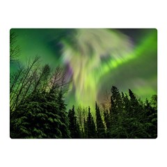Aurora Borealis In Sky Over Forest Double Sided Flano Blanket (mini) by danenraven