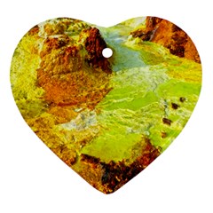 Lake Dallol In Danakil Depression Ethiopia Heart Ornament (two Sides) by danenraven