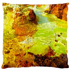 Lake Dallol In Danakil Depression Ethiopia Large Cushion Case (one Side) by danenraven