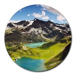 Aerial View Of Mountain And Body Of Water Round Mousepad Front