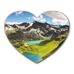 Aerial View Of Mountain And Body Of Water Heart Mousepad by danenraven