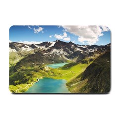 Aerial View Of Mountain And Body Of Water Small Doormat by danenraven